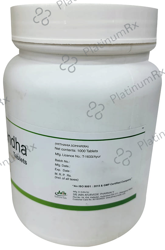 Jain Ashwagandha (Withania Somnifera) 850mg Tablet 1000 tablets