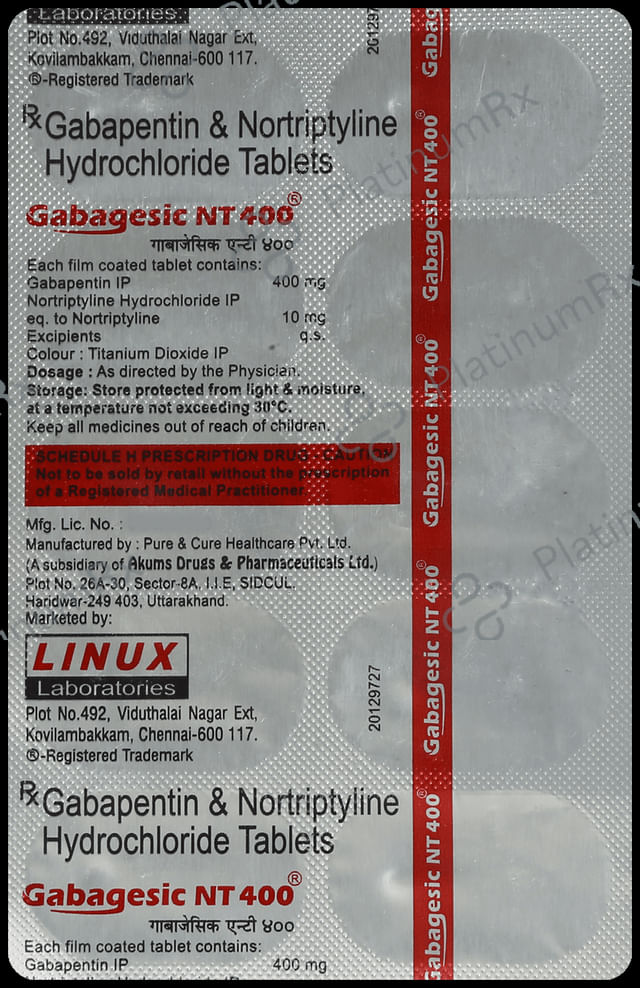 Gabagesic NT 400/10mg Tablet 10s