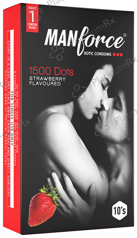 Manforce 1500 Dots Xotic Strawberry Flavour Condom 10s