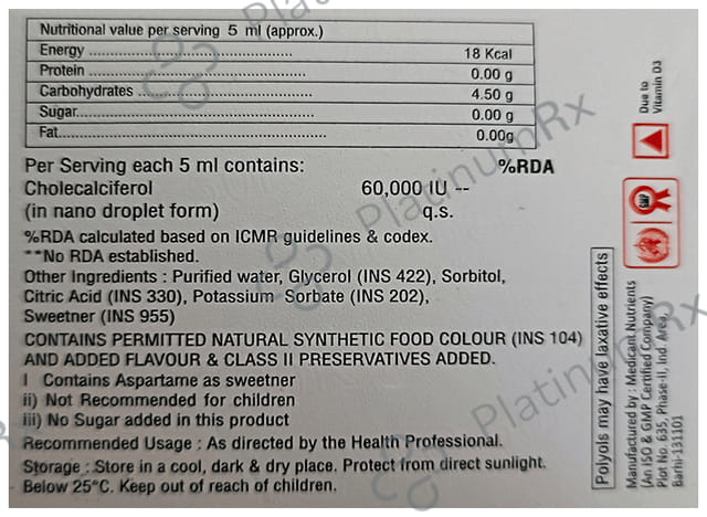 Sano 60000IU Sugar Free Oral Solution 5ml