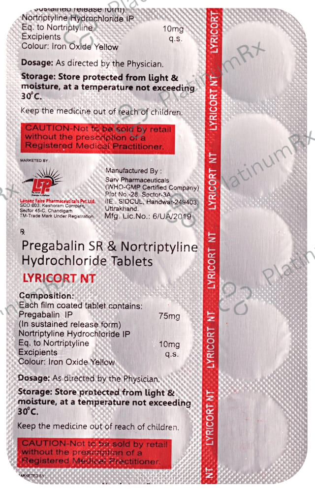 Lyricort NT 10/75mg Tablet SR 15s