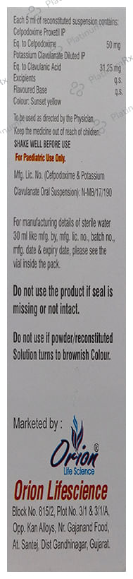 Cepotral CV 50/31.25mg Dry Syrup Orange 30ml