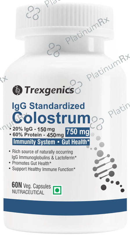 Trexgenics IgG Standardized Colostrum 750mg Veg Capsule