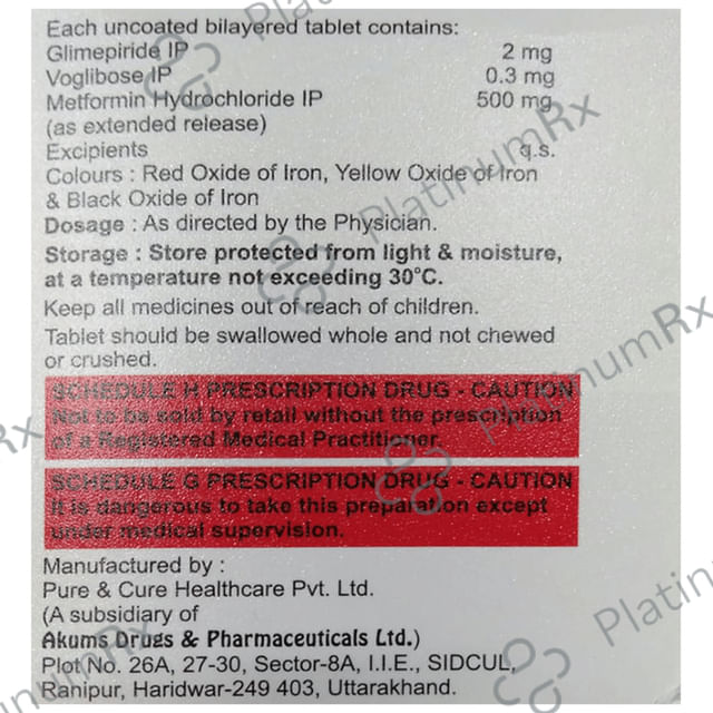 Glimzab MV 2mg/500mg/0.3mg Tablet ER