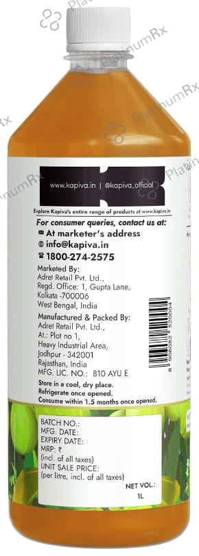 Kapiva Wild Amla Juice, Healthy Hair & Skin, Natural Source of Vitamin C, No Added Sugar 1L