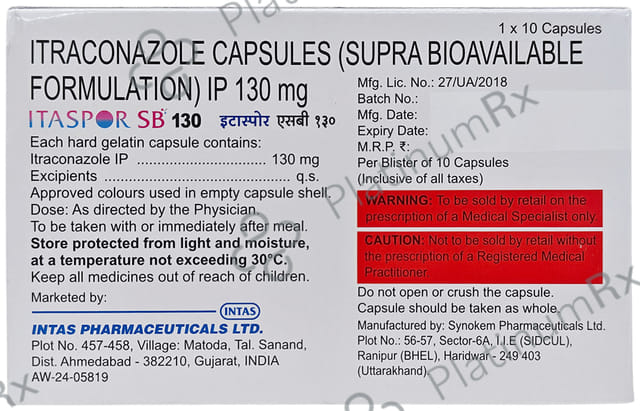 Itaspor SB 130mg Capsule 10s