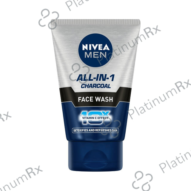 Nivea Men Face Wash-All in 1 Charcoal to Detoxify & Refresh Skin with 10x Vitamin C Effect 50 gm