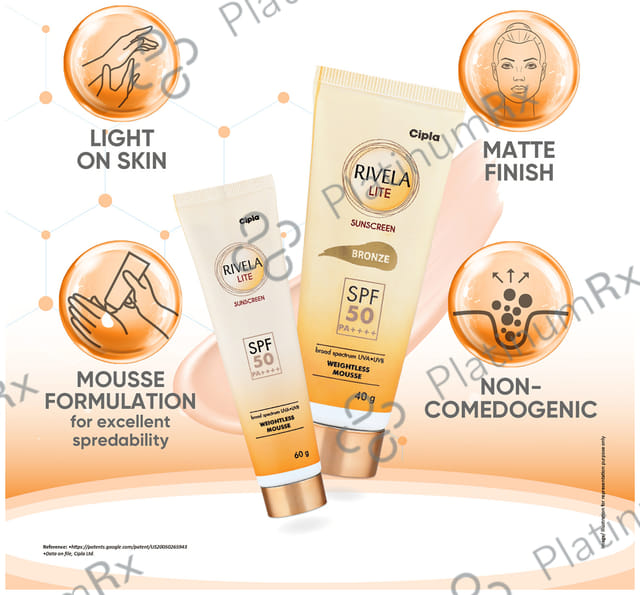 Rivela Lite Sunscreen Bronze SPF 50+ Cream 40gm