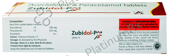 Zubidol P 100mg/325mg Tablet