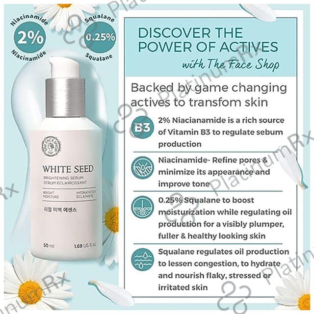 The Face Shop White Seed Brightening Serum With Niacinamide & Hyaluronic Acid, Face Serum To Treat Dark Spots & Uneven Skin Tone