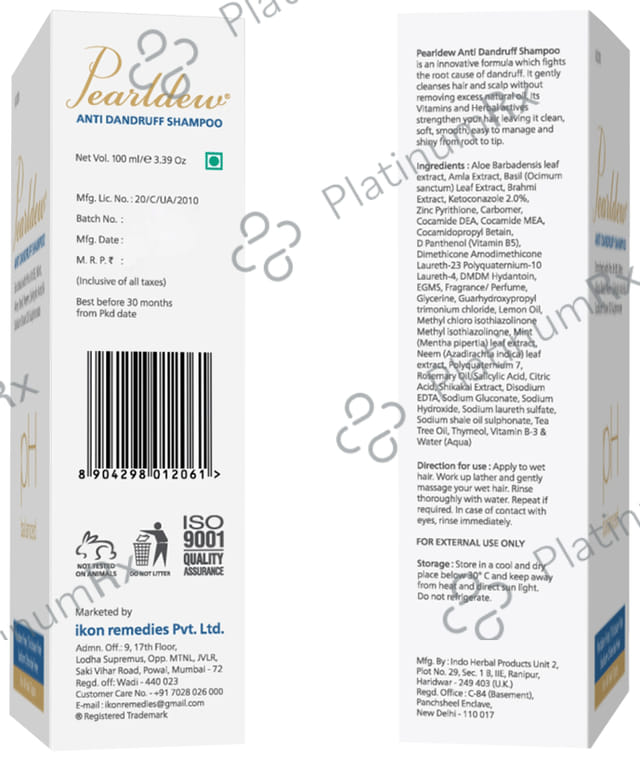 Pearldew Anti Dandruff Shampoo (100ml Each) 4 Tubes