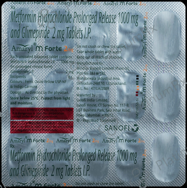 Amaryl M Forte 2/1000mg Tablet PR 15s