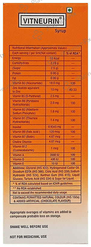 Vitneurin Chocolate Flavour Syrup 150ml