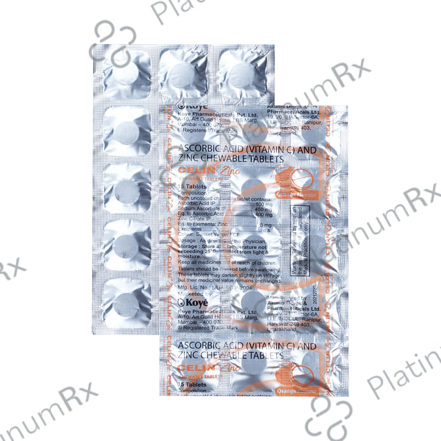 Celin Zinc Orange Flavour Chewable Tablet 15s