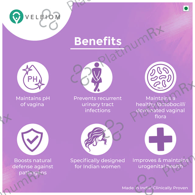 Velbiom Lactogut UG Pre & Probiotic Health Supplement Vegetable Capsule for Women