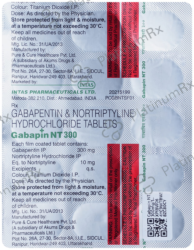 Gabapin NT 300/10mg Tablet 15s