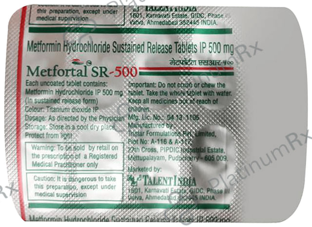 Metfortal SR 500 Tablet