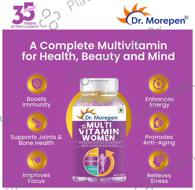 Dr. Morepen Multi Vitamin for Women - With Glutathione, Biotin & Antioxidants for Bones, Immunity & Skin - Tablet