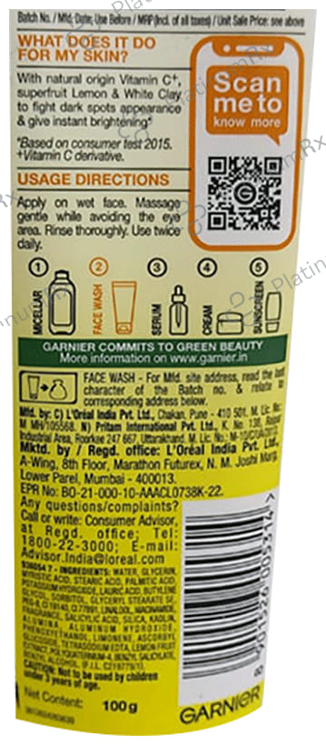 Garnier Skin Naturals Bright Complete Duo Action Face Wash