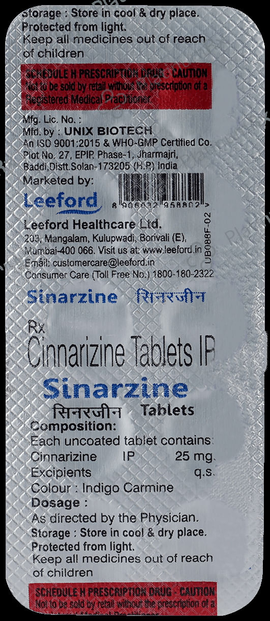 Sinarzine Tablet