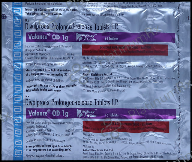 Valance OD 1000mg Eazy Glide Tablet PR 15s