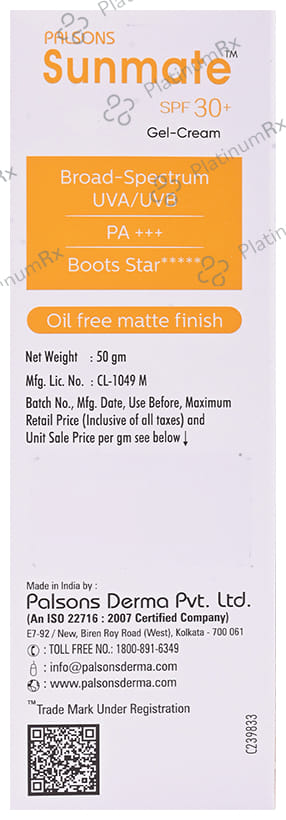 Sunmate Spf 30 Plus Gel Cream 50gm