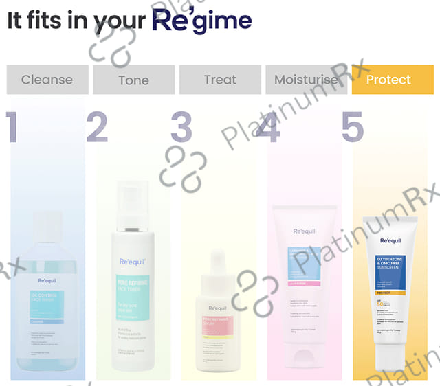 Re'equil Oxybenzone & Omc Free Sunscreen SPF 50 PA+++ Cream 50gm