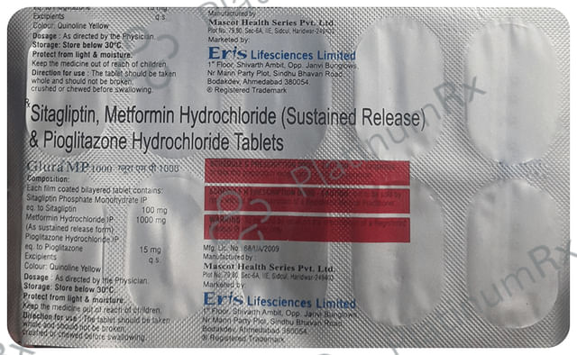 Glura MP 1000 1000/15/100mg Tablet SR 10s