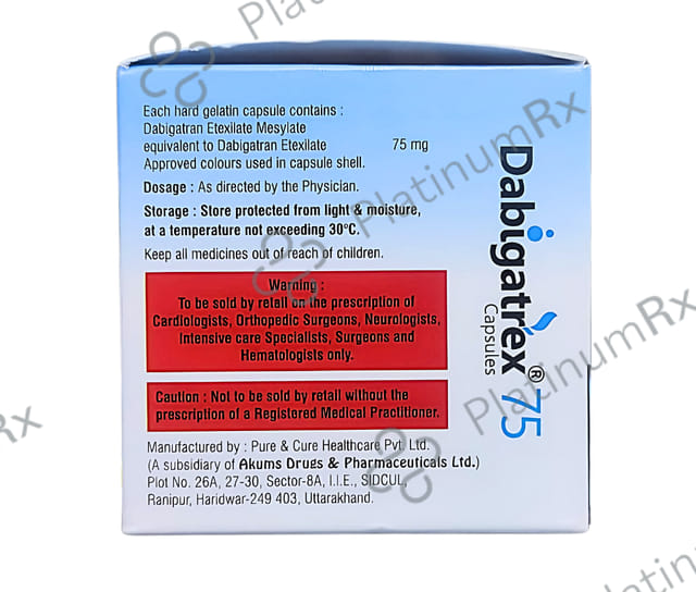 Dabigatrex 75mg Capsule 10s