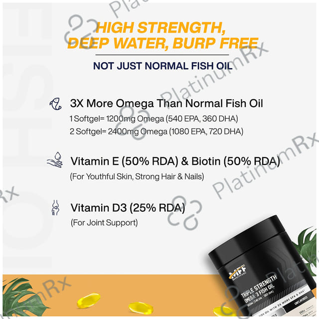 MyFitFuel Triple Strength Omega 3 Fish Oil 1200mg Soft Gelatin Capsule 60 capsules