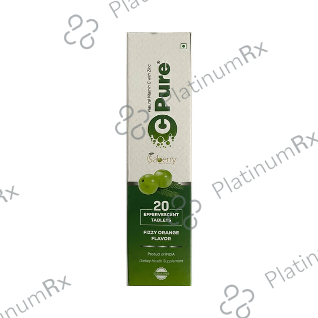 C Pure Natural Vitamin C with Zinc Effervescent Tablet Fizzy Orange 20s