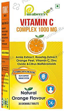 Puraberry Vitamin C Complex 1000mg Chewable Tablet Natural Orange