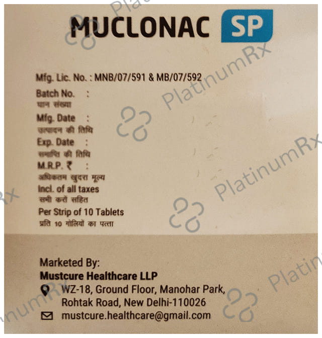 Muclonac SP 100mg/325mg/15mg Tablet
