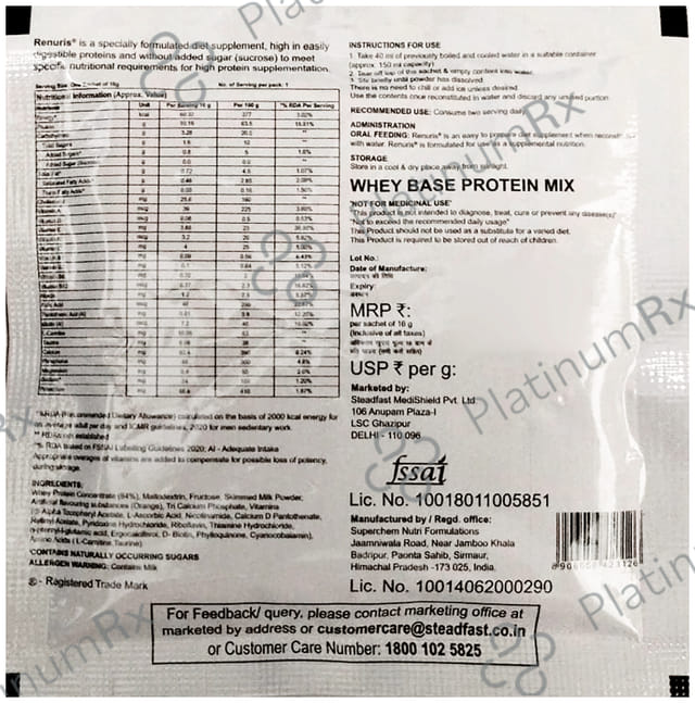 Renuris Specialised Nutrition Powder Orange Gluten Free