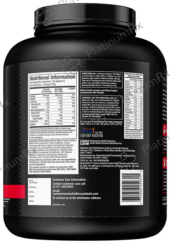 Muscletech Nitrotech Whey Protein Powder Vanilla