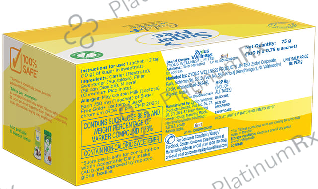 Sugar Free Gold Aspartame Sweetener for Calorie Conscious - Sachet