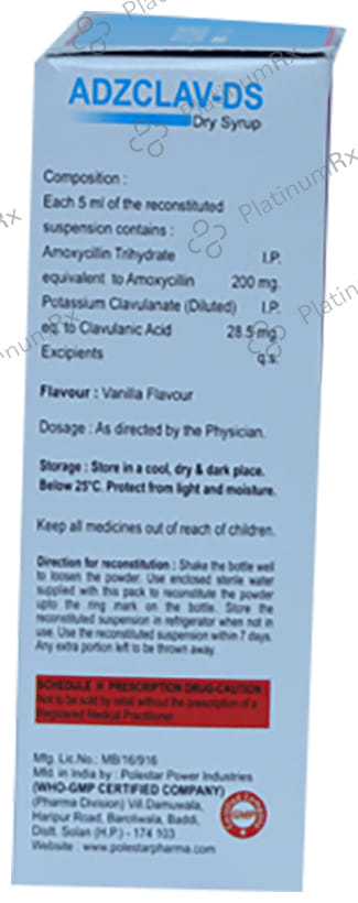 Adzclav DS 200/28.5mg Dry Syrup 30ml