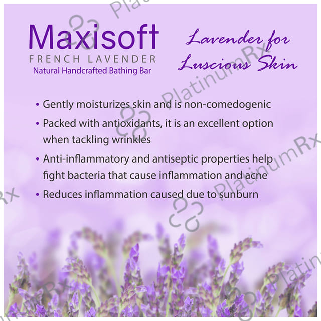 Maxisoft French Lavender Bathing Bar (75gm Each) 6 units