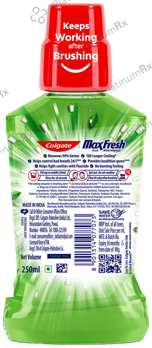 Colgate Fresh Tea MaxFresh Plax Antibacterial Mouth Wash 250ml