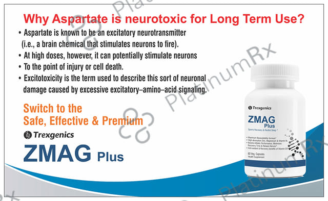 Trexgenics ZMAG Plus - With Zinc, Magnesium & Vitamin B6 - Veg Capsules for Sports Recovery & Restful Sleep