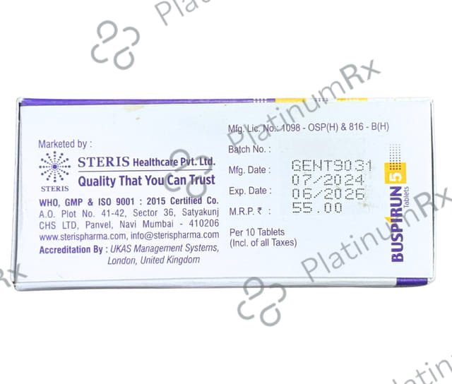Buspirun 5mg Tablet 10s