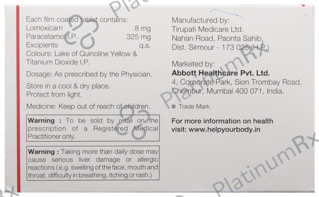 Lorsaid P 8/325mg Tablet 10s