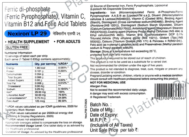 Nexiron LP 29mg Tablet 10s