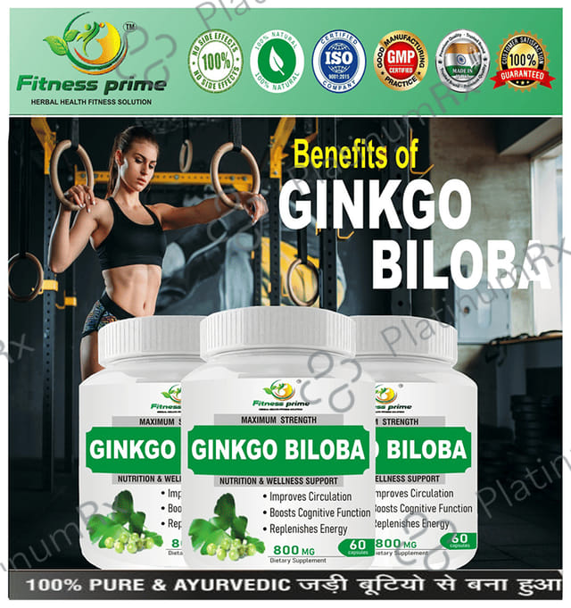 Fitness Prime Maximum Strength Ginkgo Biloba Nutrition & Wellness Support 800mg Capsule