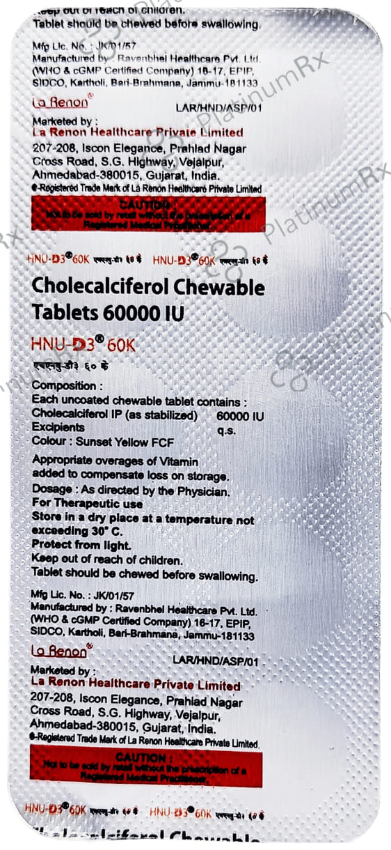 Hnu D3 60K Chewable Tablet