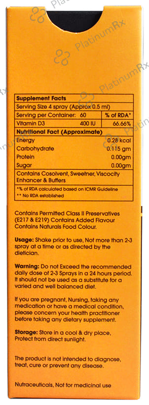 HOF Pharma Daily Vitamin D3 Oral Spray Mango