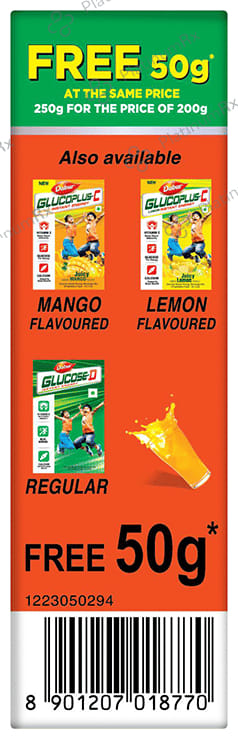 Dabur GlucoPlus C with Calcium for Bone Health - 200gm + 50gm Free Orange