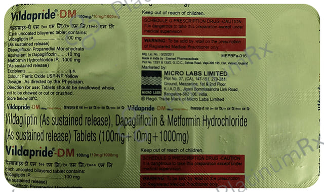 Vildapride DM 10/1000/100mg Tablet SR 10s