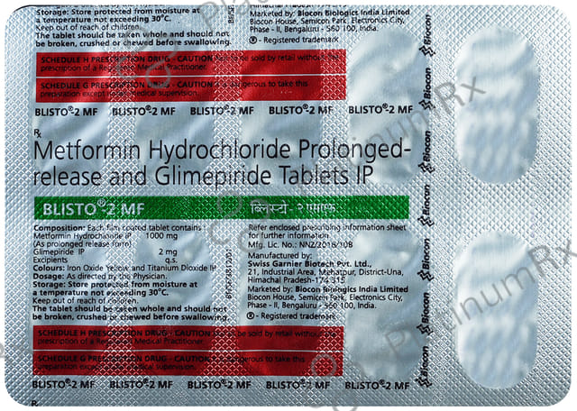 Blisto 2 MF 2/1000mg Tablet PR 15s