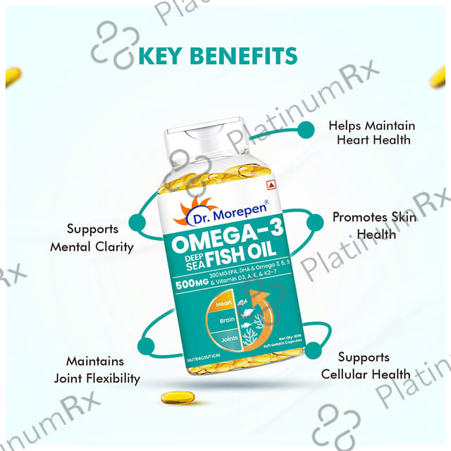 Dr. Morepen Omega 3 Deep Sea Fish Oil 500 mg with DHA & EPA for Heart, Brain & Joints